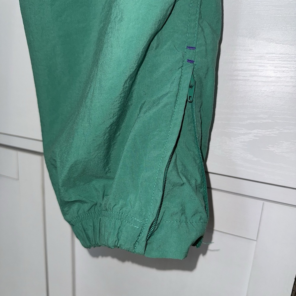 Vintage Nautica Nylon Track Pants Green Purple Logo Joggers Men's L Y2K 90s - Picture 5 of 9